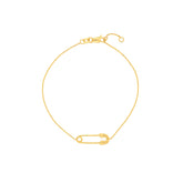 14k Yellow Gold Safety Pin Bracelet